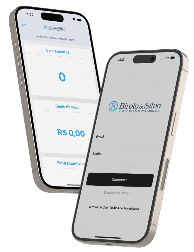 Aplicativo Birolo & Silva em celulares